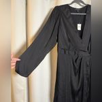 Banana Republic Black Satin Long Sleeve Wrap Mini Dress 16 Photo 5