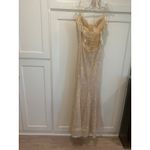 Sherri Hill  Sequin Gown Gold Formal Prom Evening Dress Open Back Slit Size 8 Photo 3