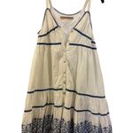 Sleeveless Dress Tiered Embroidery Blue Trim Casual Summer Sundress Size M Photo 0