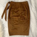 EXPRESS | Camel Faux Suede High Waisted Pencil Wrap Tie Side Grommet Ring Skirt Photo 6
