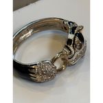 Vintage Silver & Enamel Panther Bangle Bracelet Black Photo 1