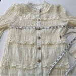 White Frilled Ruffled Button Up Blouse Feminine Romantic Victorian Gold Photo 5