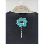 Jack B. Quick Floral Sequin Embroidered Zip Sweater Women XXL Black Retro Funky Photo 5