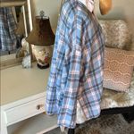 FP Sunday morning, sleep shirt, light blue flannel pop over polo collared top S Photo 6