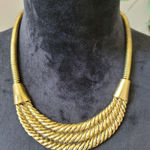 Womens Gold Tone Twisted Rope Statement Necklace With Lobster Clasp Lock Jewelry Photo 0