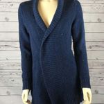 L.L.Bean Blue Speckled Chunky Knit shawl collar open front Cardigan size small Photo 6