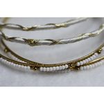 Source Unknown Party Glam Silver/Gold Tone Stackable Set Of 4  White Bead Bracelets Photo 2