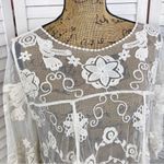 En Crème Boho Sheer Embroidery Lace Pullover Blouse Cream Medium Photo 3