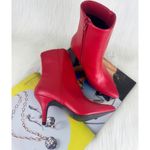 Qupid Women's  Portia Faux Leather Ankle Bootie Size 6.5 Red Photo 6