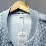 Gray Cable Knit Cardigan with Chevron Patterns Size M Photo 5