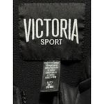 Victoria Sport Athletic Jacket Logo Pockets Full Zip Size S Black Thumb Holes Photo 1