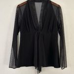 🦋 Black Sheer Flowy Blouse Large Party Formal Going Out Photo 0