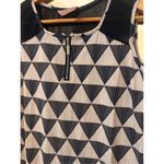 Geometric Print Sleeveless Tunic Top Black‎ White | Zip Neck Blouse SJS Women’s Blue Size L Photo 2