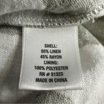 Vince Camuto  Olive Green & White Linen Blend Blouse Size Medium Photo 3