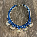 Charming Charlie Royal Blue & Gold Chain Necklace with Large Clear Rhinestones Photo 1