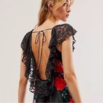 Free People  Warm Hearts Satin Midi Dress Size Medium Lace Floral Dainty Romantic Photo 3