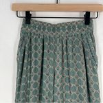 Anthropologie Muted Teal Geometric Patterned Crinkle Rayon Wide Leg Pull On Pant Photo 1