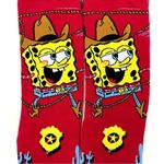 Odd Sox Spongebob Cowboy Western Crew Socks Mens Womens Nickelodeon Novelty Gift Red Photo 3
