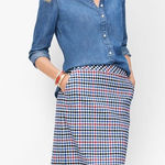 Talbots  Gingham Plaid A-Line Skirt size 10 NEW Red Navy Blue Black White Photo 0