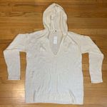 Gap Cotton Knited V-Neck Pullover Hooded Sweater White Cream Women's Large Photo 0