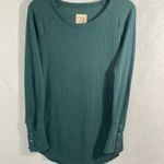 Chaser women’s medium blushish green pullover ribbed buttons long sleeve Photo 1
