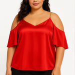 Michael Kors Cold Shoulder Top Chain Strap V-Neck Blouse Plus Size 3X Photo 0