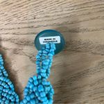 Vintage Seed Beaded Belt Woven Indonesia Boho Handmade Turquoise Blue Green Photo 5