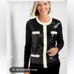 Talbots  Black and Cream Sequin Cardigan | Size 2X Photo 1