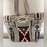 Rare Vintage Navajo handmade cotton and leather large Tote Bag NWOT Photo 1