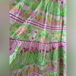 Lilly Pulitzer  Strapless Floral monkey Cotton Midi Dress Pink Green Size 6 Photo 2