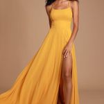 Lulus Dreamy Romance Mustard Yellow Backless Maxi Dress Photo 0