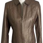Outfit JP Metallic Brown Leather Jacket with Sheen – Size S Photo 0