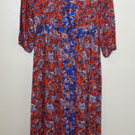 Japna  Dress L Sundress Floral Paisley Print Red Boho Preppy Cute V Neck Coquette Photo 0