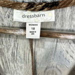 Vintage Y2K Dressbarn Dress Womens 18 Brown Peacock Print Babydoll Beaded Boho Photo 2