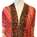 Entro Kimono Shawl Cover Up Tassel Wide Sleeves Sz Med Boho Women's Open Type Photo 2
