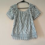 Buckle Light Blue Lace Off-Shoulder Top Photo 1