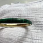 Malachite Brass‎ Bangle Green Vintage Gold Bracelet Photo 5
