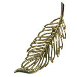 Gerrys Gold Leaf Brooch Pin 2.75" Designer Signed Palm Frond Open Metalwork Vtg Photo 5