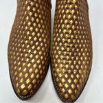 Musse & Cloud  pointy toe booties leather brown gold lazer cut western size US 8 Photo 9