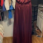Lulu’s Confident Impression Burgundy Satin Pleated Halter Jumpsuit Size M Photo 4