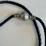Pandora Double Black Leather Bracelet Sterling Silver Ball Clasp S 925 ALE Photo 1