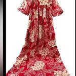 At home wear by sears VINTAGE house gown night gown red floral Hawaiian size S Photo 0
