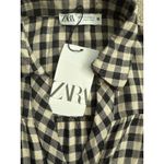 ZARA Gingham Plaid Button Front Tier Layered Mini Dress Black Size XS Photo 8