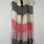 Tory Burch Striped Scarf Viscose Cotton Blend Cream Pink Gray Made in Italy Photo 0