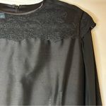 ZANG TOI‎ Couture Black Dress Silk Designer Floral Lace Sheer Sleeves Handmade Size M Photo 3