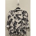 Anthropologie ISLA MAUDE Black And White Floral Button Down 3/4 Sleeve Blouse Photo 3