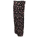 ZARA  Floral Maxi Slit Belted Skirt Black Pink Size Large Photo 2