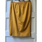 Jones New York Mustard Yellow Pencil Skirt 2 Gathered button academia stretch Photo 3
