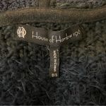 HOUSE OF HARLOW 1960 black & grey striped Hooded fuzzy open Duster ONE SIZE EUC Photo 9