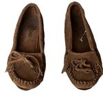 Minnetonka Kilty Hardsole Moccasin Suede Leather Boho Hippie Preppy Coastal 5.5 Photo 3